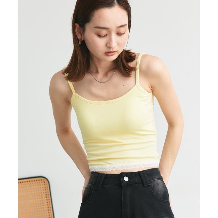 カップ付き ヘムレースリブキャミソール | ad thie | 詳細画像25 