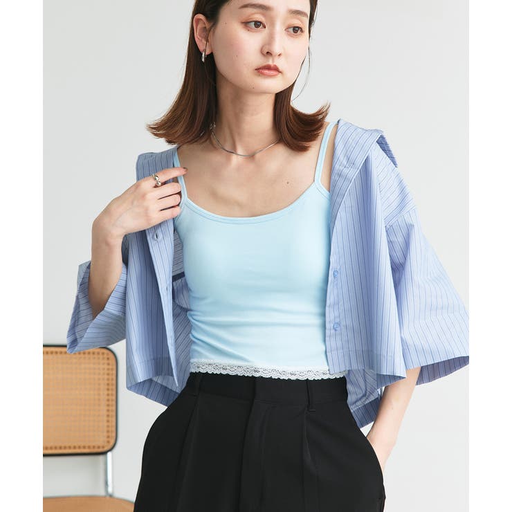 カップ付き ヘムレースリブキャミソール | ad thie | 詳細画像29 