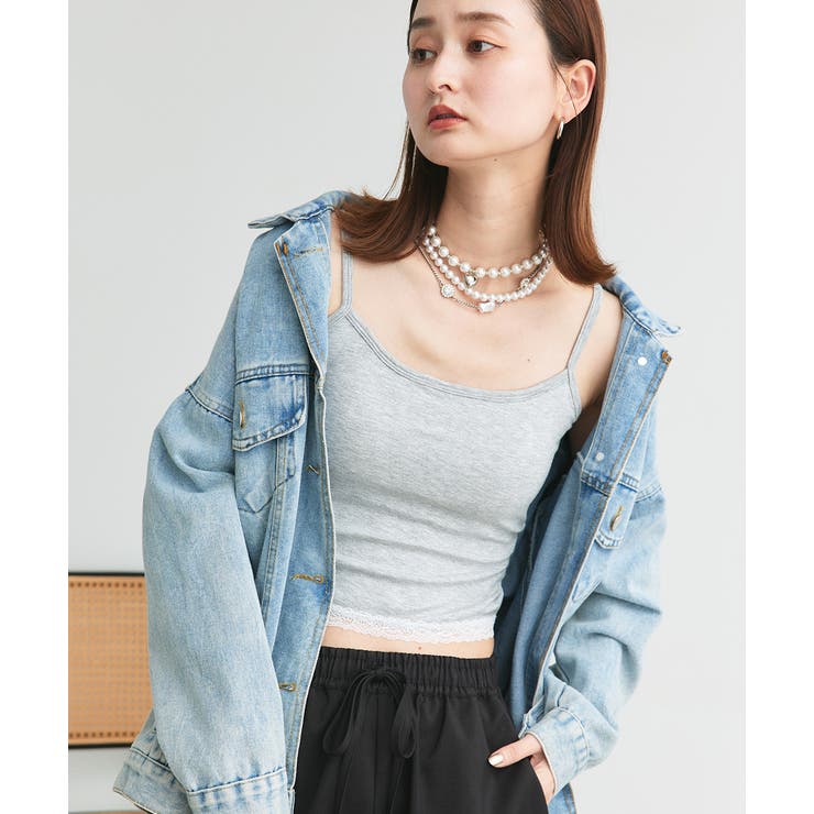 カップ付き ヘムレースリブキャミソール | ad thie | 詳細画像4 