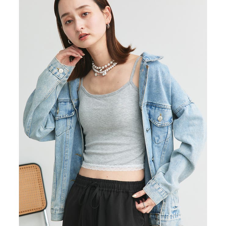 カップ付き ヘムレースリブキャミソール | ad thie | 詳細画像5 