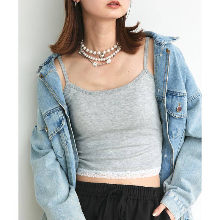 カップ付き ヘムレースリブキャミソール | ad thie | 詳細画像6 