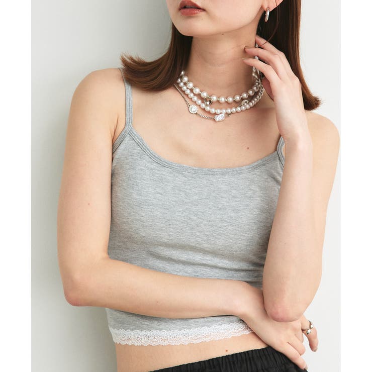 カップ付き ヘムレースリブキャミソール | ad thie | 詳細画像8 