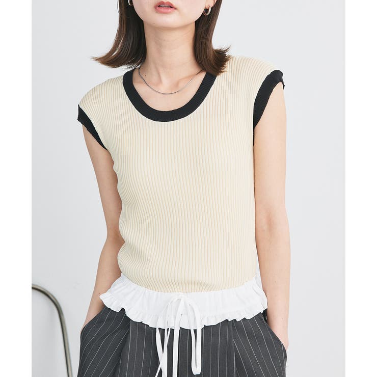 バイカラーフレンチスリーブニット | ad thie | 詳細画像12 