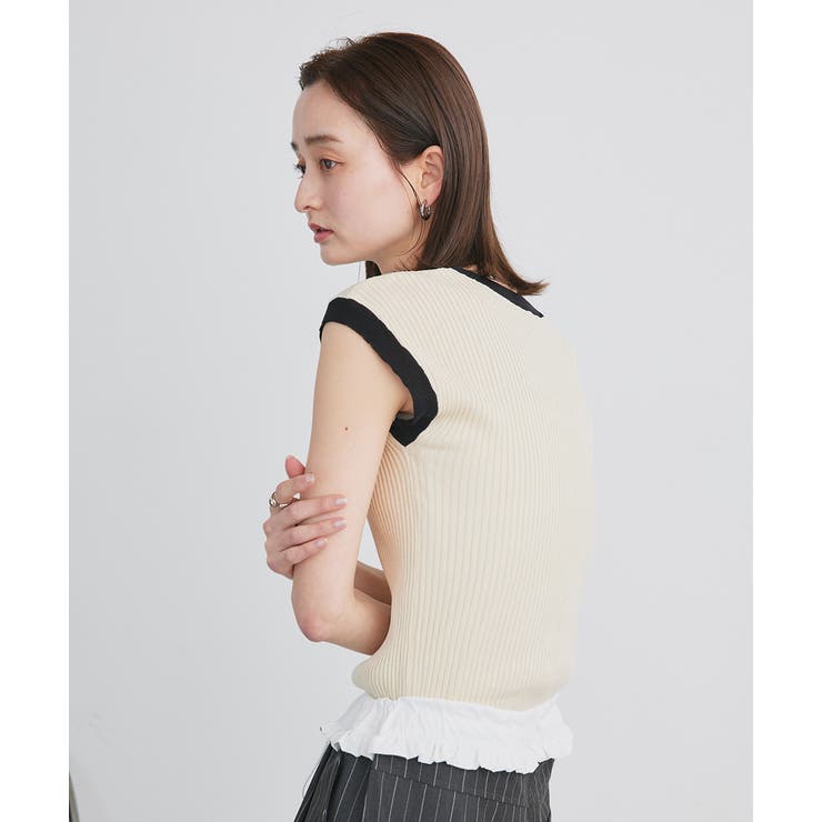 バイカラーフレンチスリーブニット | ad thie | 詳細画像15 