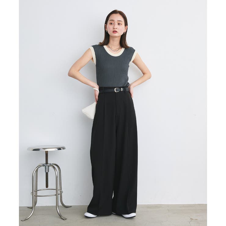 バイカラーフレンチスリーブニット | ad thie | 詳細画像18 