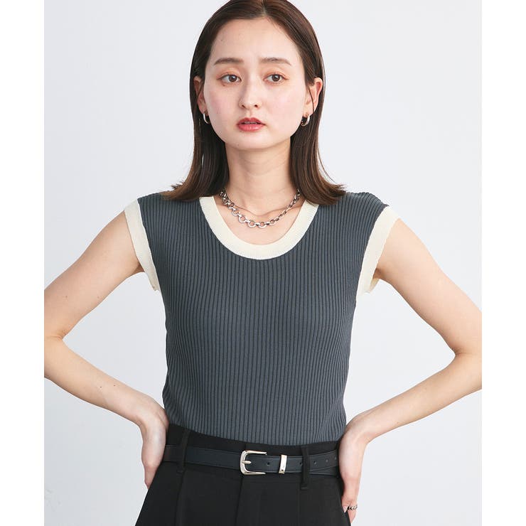 バイカラーフレンチスリーブニット | ad thie | 詳細画像21 