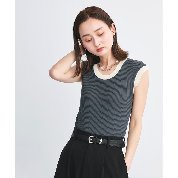 バイカラーフレンチスリーブニット | ad thie | 詳細画像22 