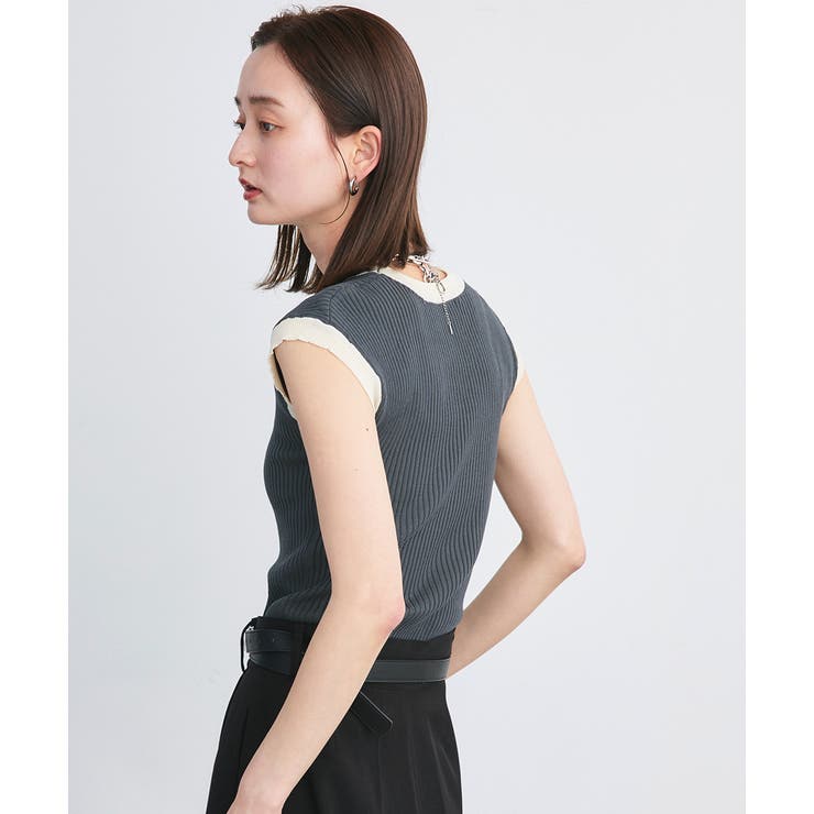 バイカラーフレンチスリーブニット | ad thie | 詳細画像23 