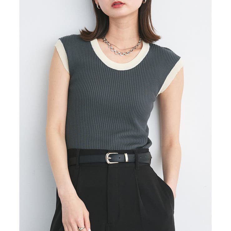 バイカラーフレンチスリーブニット | ad thie | 詳細画像24 