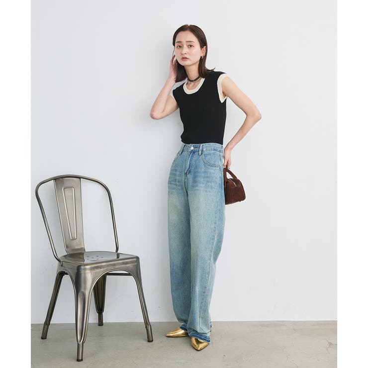 バイカラーフレンチスリーブニット | ad thie | 詳細画像3 