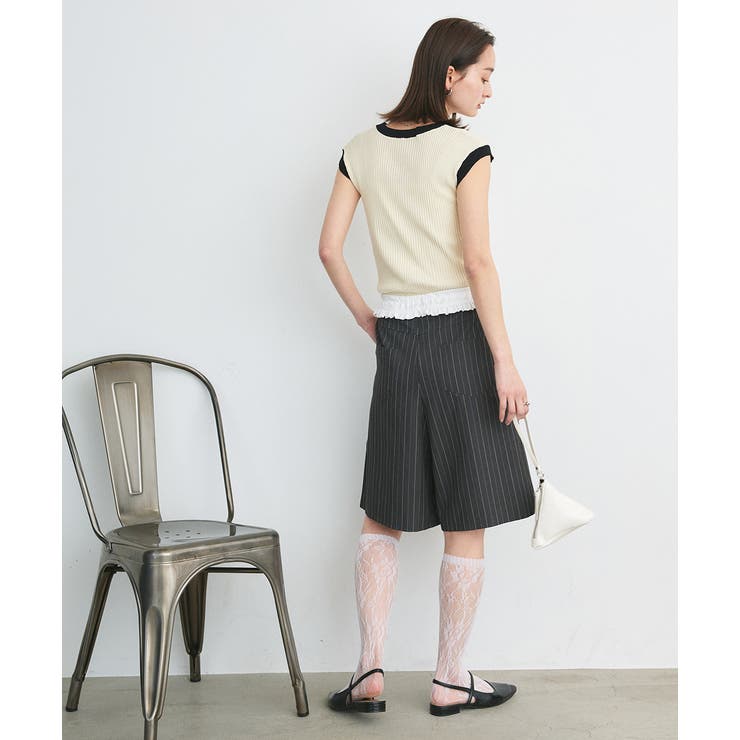 バイカラーフレンチスリーブニット | ad thie | 詳細画像9 