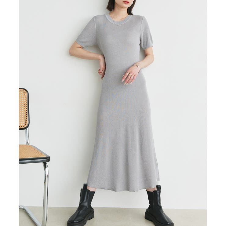 ハーフスリーブラメニットワンピース | ad thie | 詳細画像12 