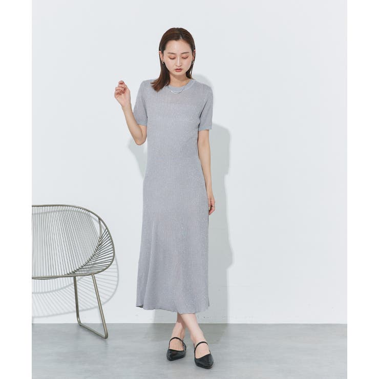 ハーフスリーブラメニットワンピース | ad thie | 詳細画像4 