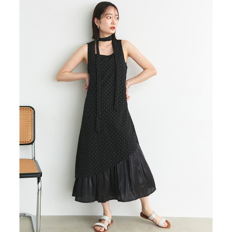 リボン付き レイヤードデザインドットワンピース | ad thie | 詳細画像16 