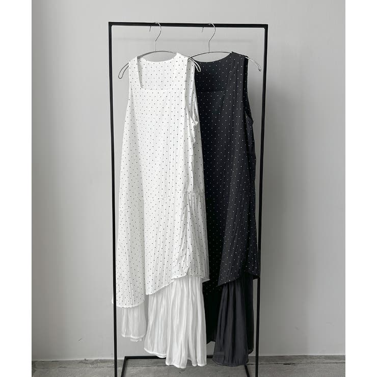 リボン付き レイヤードデザインドットワンピース | ad thie | 詳細画像28 