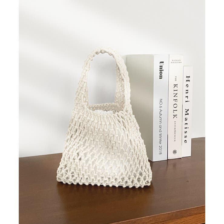 オフホワイト | ロープ編みワンハンドルミニバッグ | ad thie