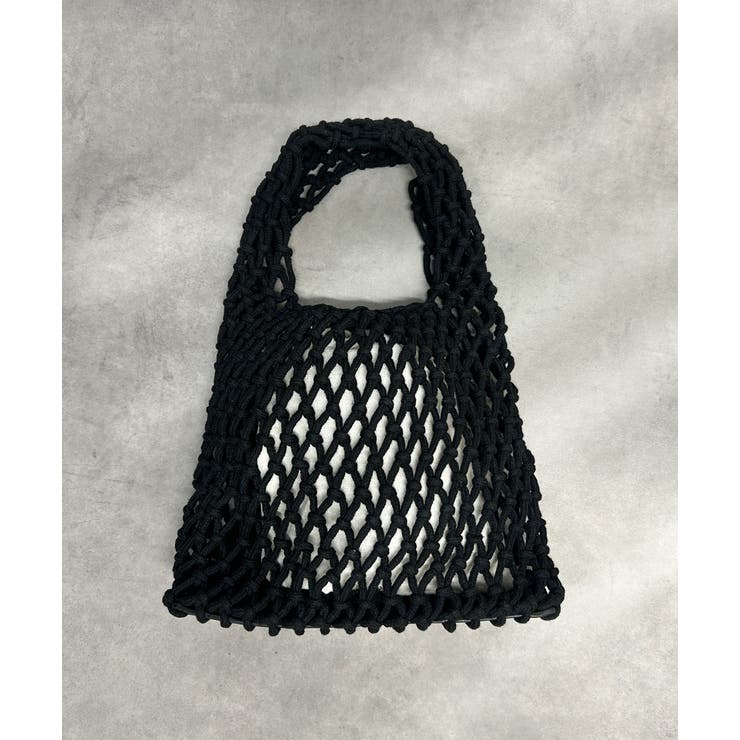 ブラック | ロープ編みワンハンドルミニバッグ | ad thie