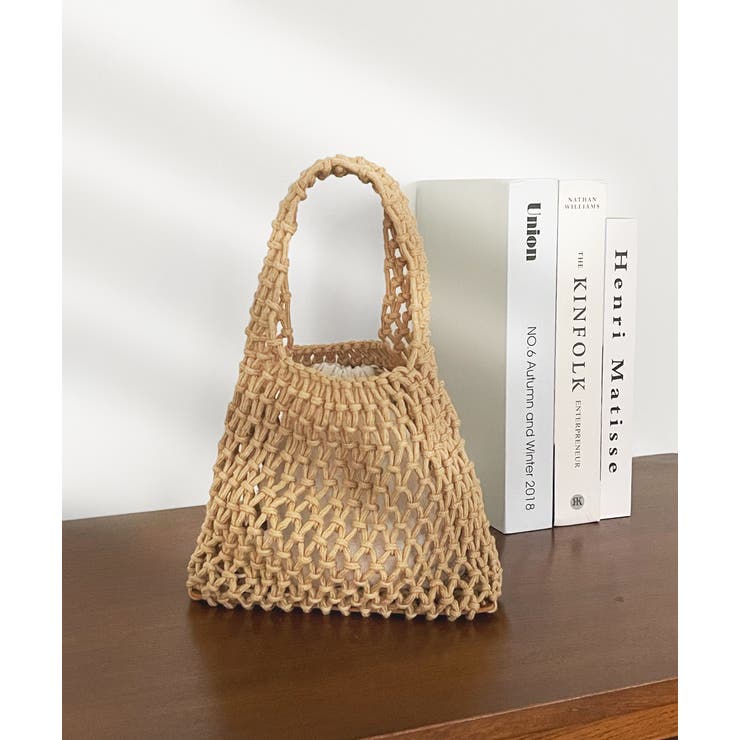 ベージュ | ロープ編みワンハンドルミニバッグ | ad thie