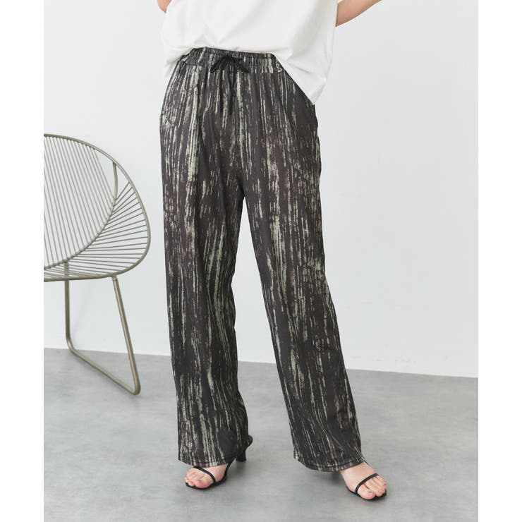 ダークカーキ | ニュアンス柄イージーパンツ | ad thie