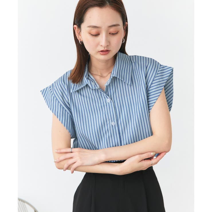 サイドギャザーストライプシャツ | ad thie | 詳細画像12 