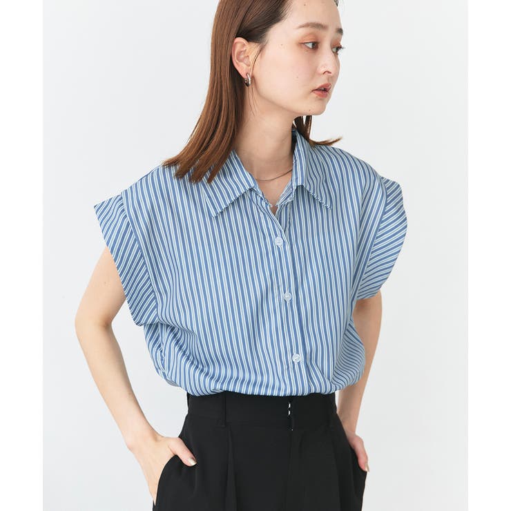 サイドギャザーストライプシャツ | ad thie | 詳細画像14 