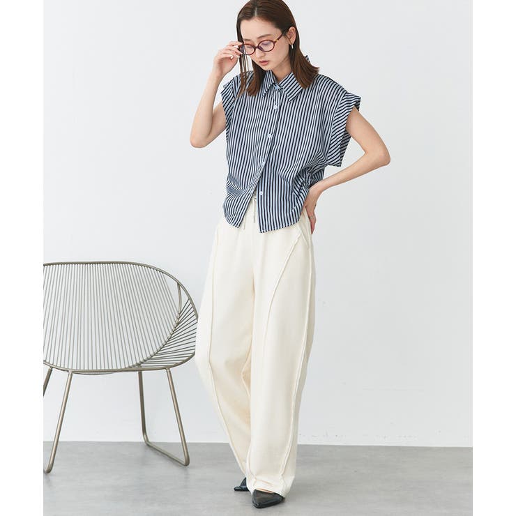 サイドギャザーストライプシャツ | ad thie | 詳細画像15 