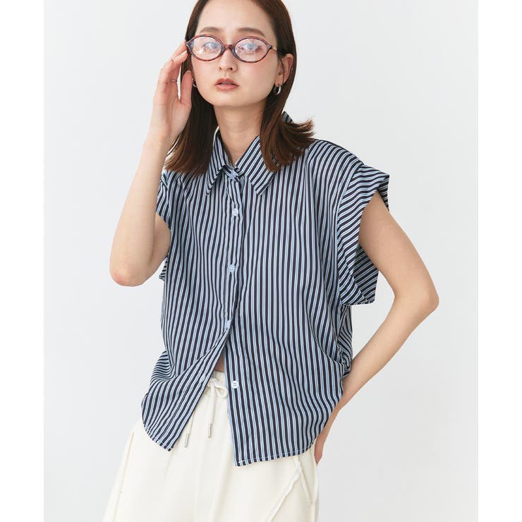 サイドギャザーストライプシャツ | ad thie | 詳細画像17 