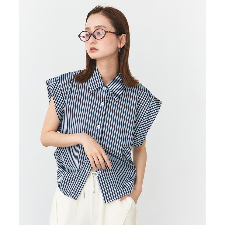 サイドギャザーストライプシャツ | ad thie | 詳細画像18 