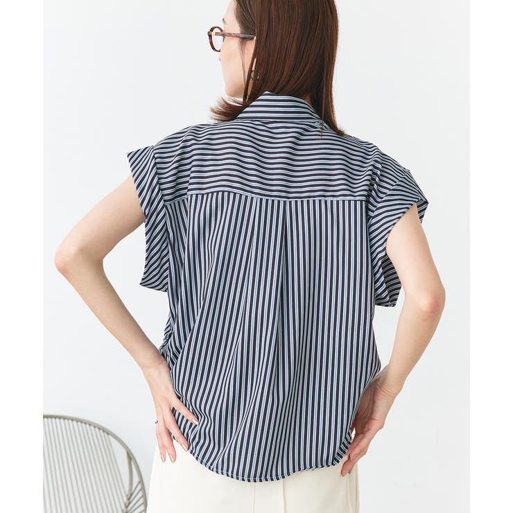 サイドギャザーストライプシャツ | ad thie | 詳細画像19 