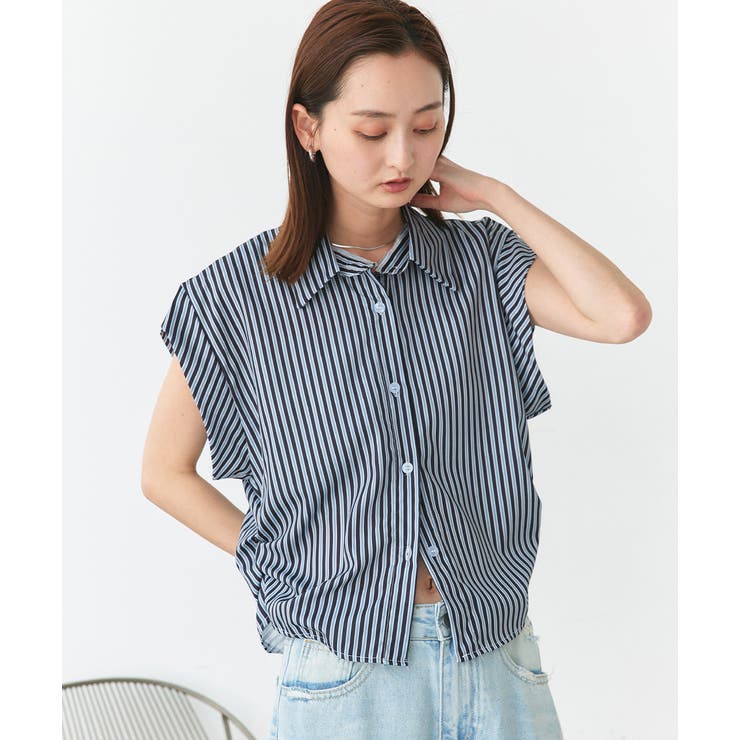 サイドギャザーストライプシャツ | ad thie | 詳細画像24 