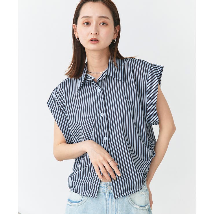 サイドギャザーストライプシャツ | ad thie | 詳細画像25 