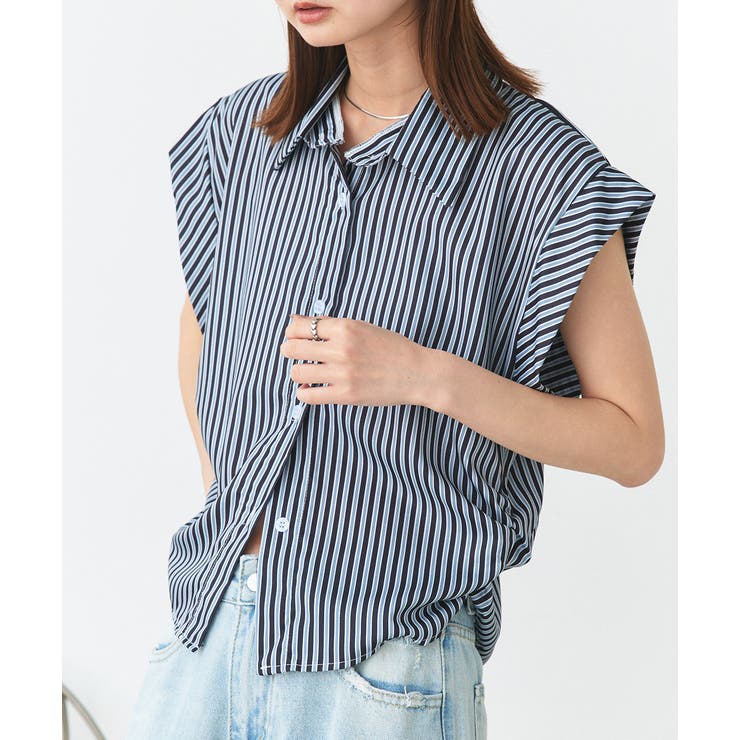 サイドギャザーストライプシャツ | ad thie | 詳細画像26 