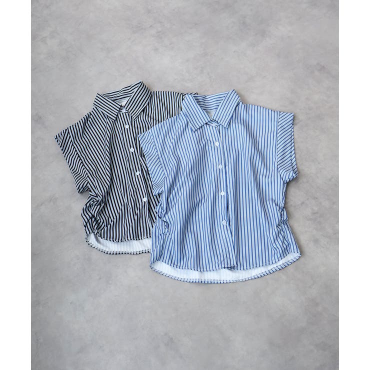 サイドギャザーストライプシャツ | ad thie | 詳細画像28 