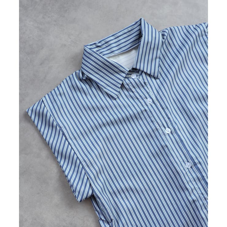 サイドギャザーストライプシャツ | ad thie | 詳細画像29 