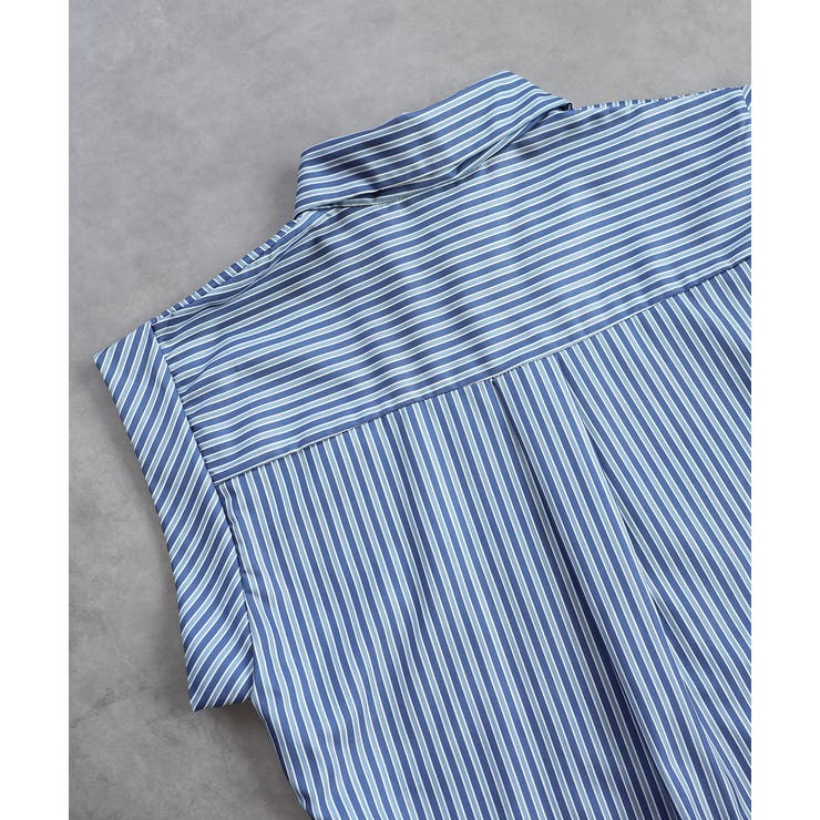 サイドギャザーストライプシャツ | ad thie | 詳細画像30 