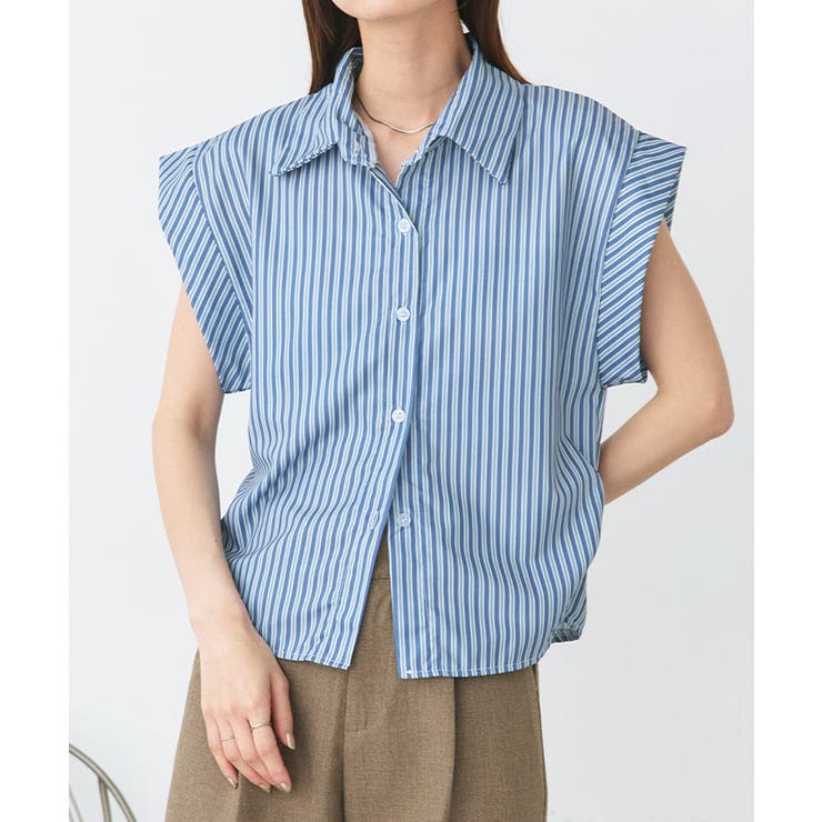 サイドギャザーストライプシャツ | ad thie | 詳細画像5 