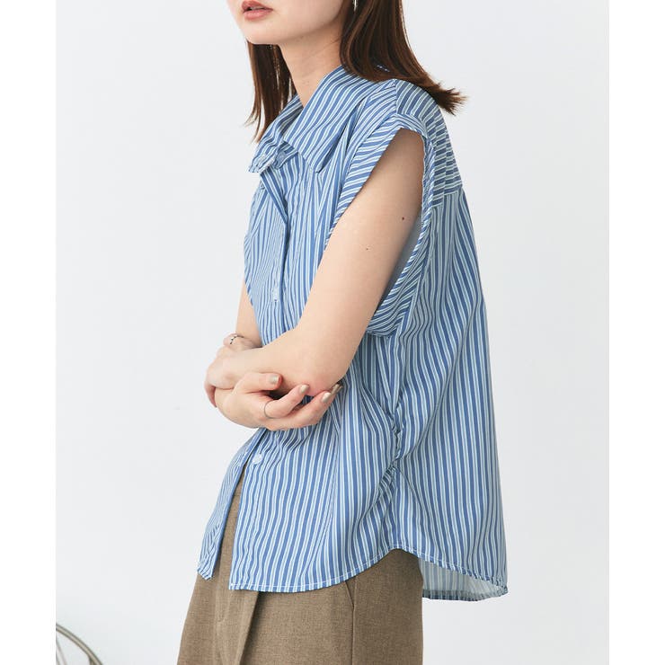 サイドギャザーストライプシャツ | ad thie | 詳細画像7 