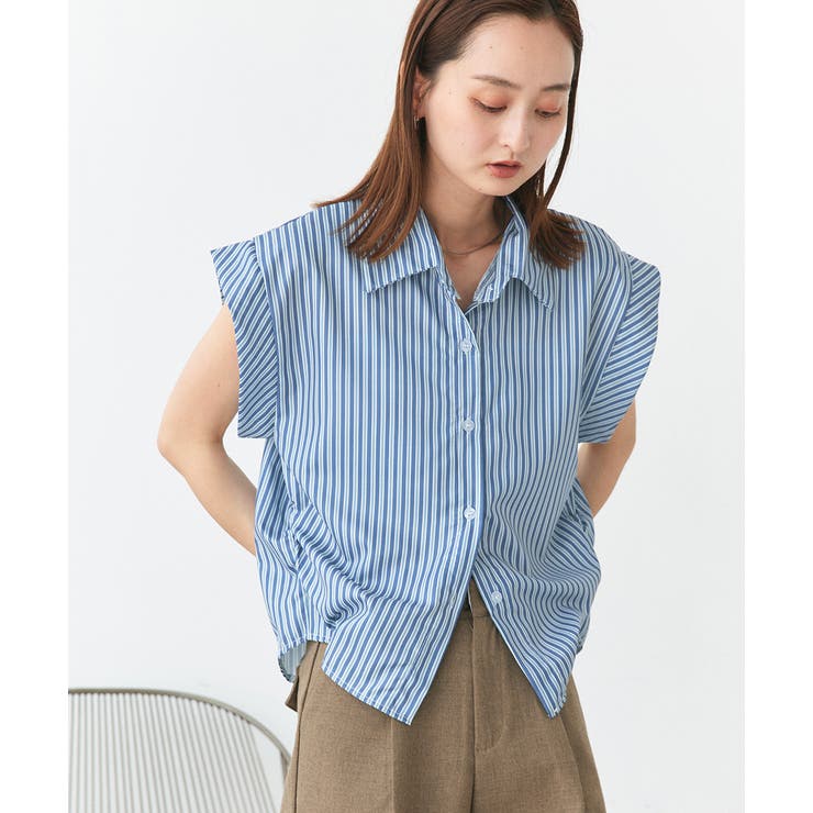 サイドギャザーストライプシャツ | ad thie | 詳細画像8 