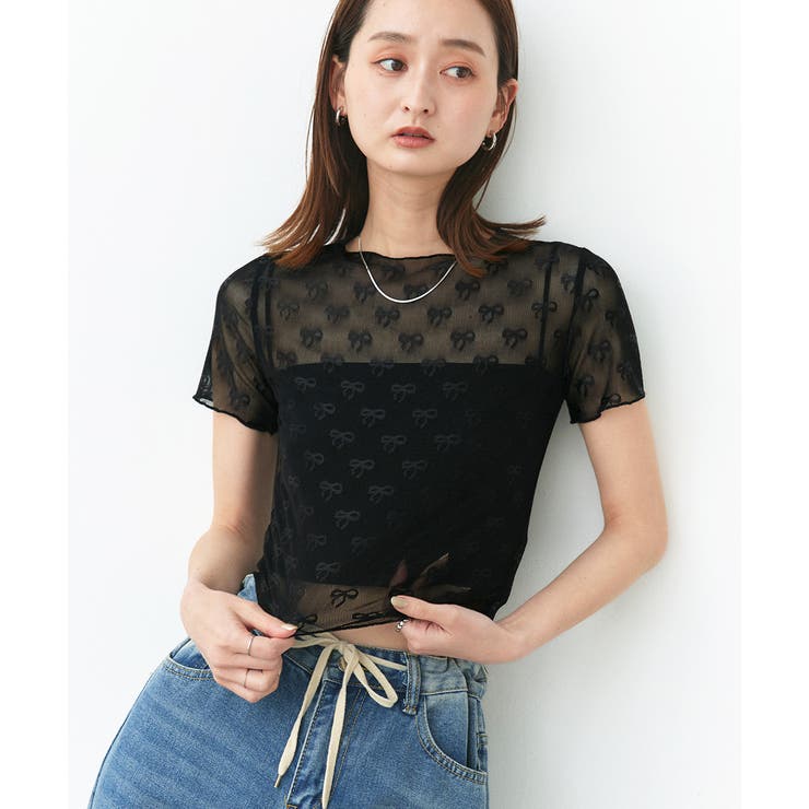 ハーフスリーブリボンシアートップス | ad thie | 詳細画像12 