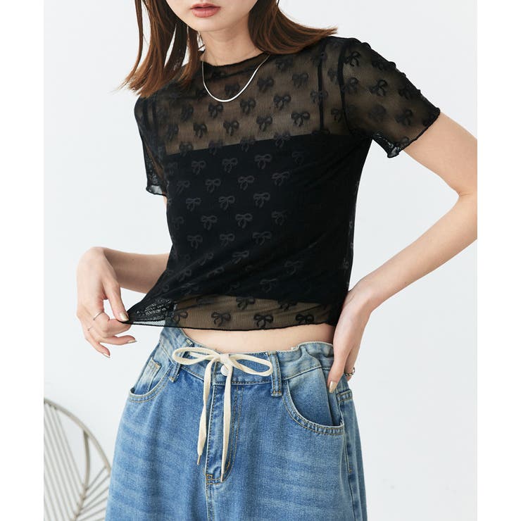 ハーフスリーブリボンシアートップス | ad thie | 詳細画像14 