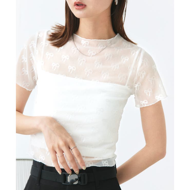 ハーフスリーブリボンシアートップス | ad thie | 詳細画像18 