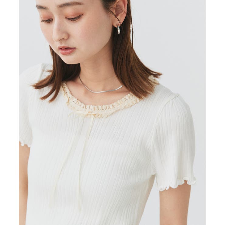 ネックリボンリブニットトップス | ad thie | 詳細画像16 