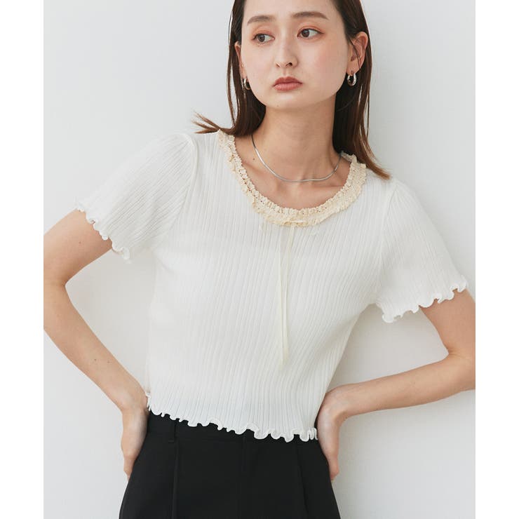 ネックリボンリブニットトップス | ad thie | 詳細画像17 