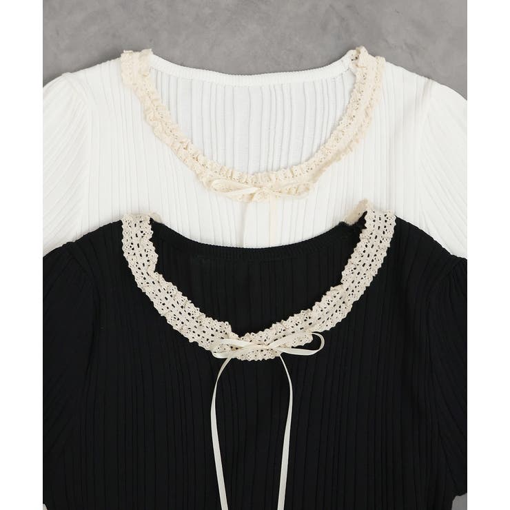 ネックリボンリブニットトップス | ad thie | 詳細画像19 