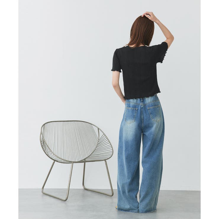 ネックリボンリブニットトップス | ad thie | 詳細画像4 