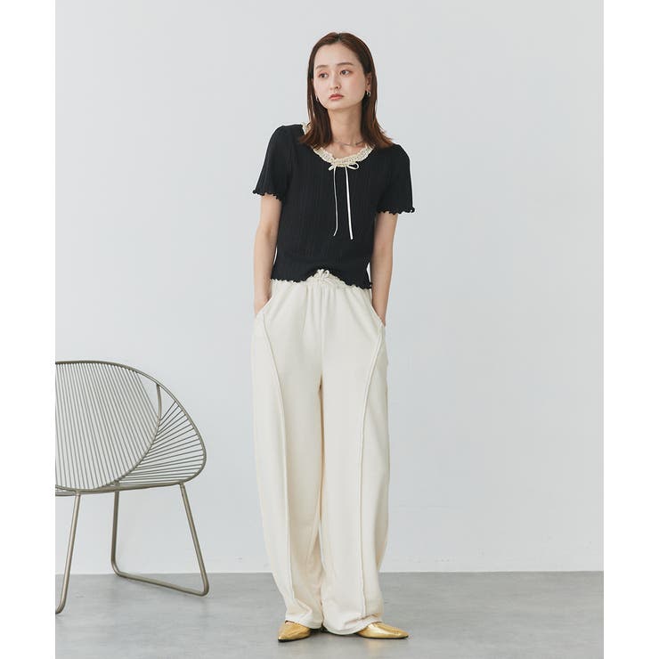 ネックリボンリブニットトップス | ad thie | 詳細画像7 