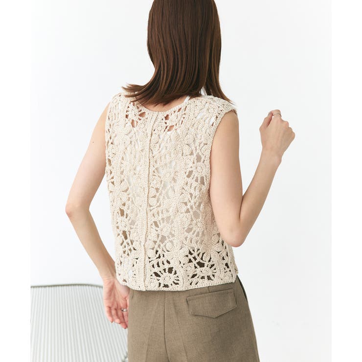 クロシェ編みVネックベスト | ad thie | 詳細画像15 