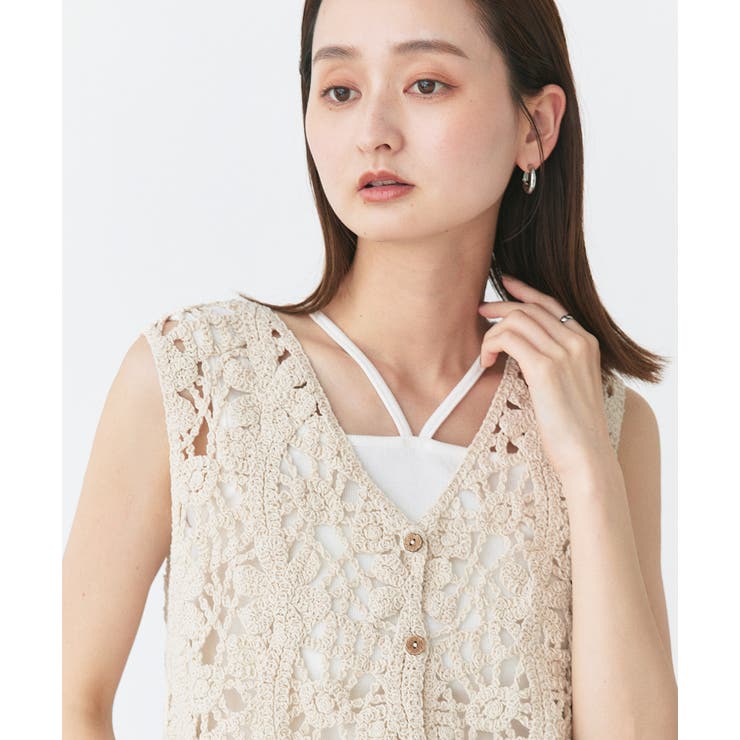 クロシェ編みVネックベスト | ad thie | 詳細画像16 