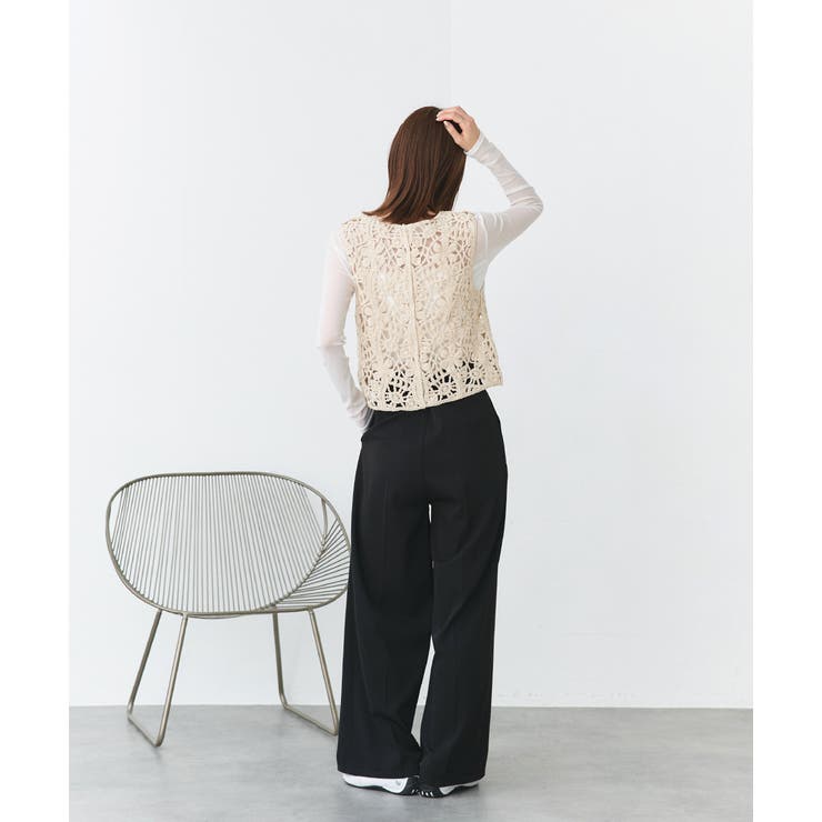 クロシェ編みVネックベスト | ad thie | 詳細画像18 