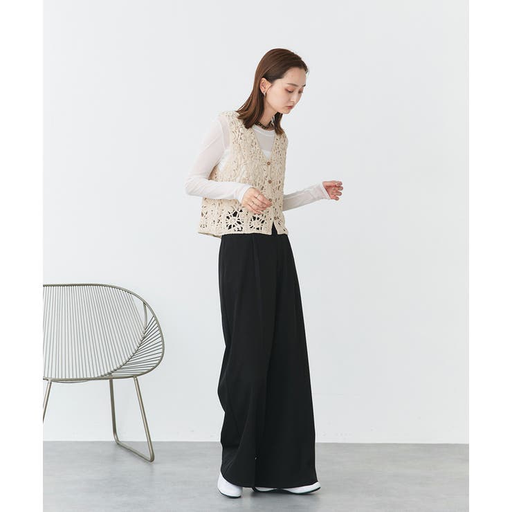 クロシェ編みVネックベスト | ad thie | 詳細画像19 